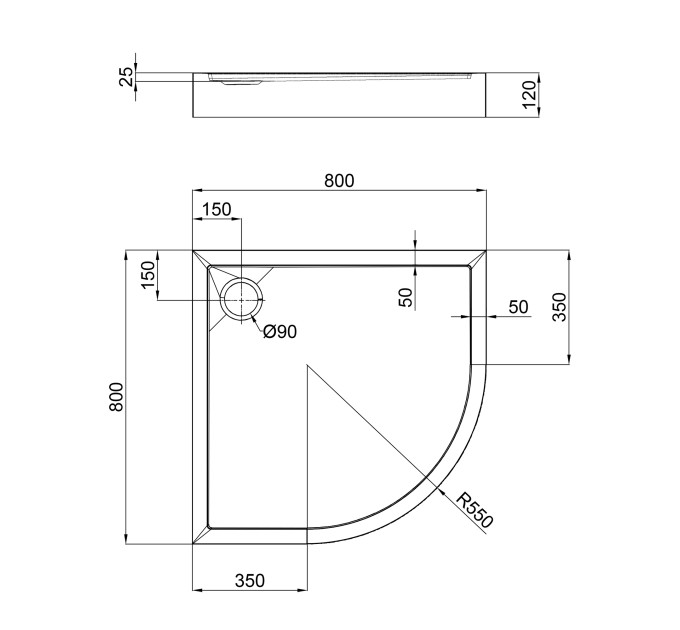 Душовий піддон Qtap Robin 308812C 80x80x12 см + сифон