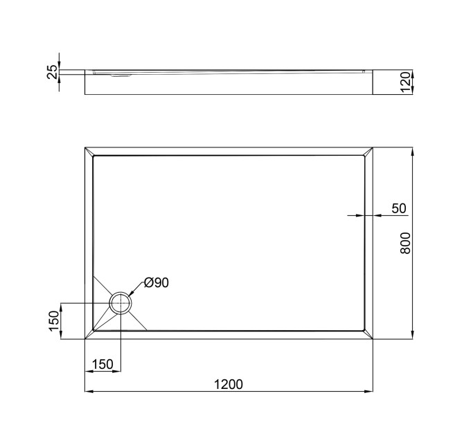 Душовий піддон Qtap Tern 3012812 120x80x12 см + сифон