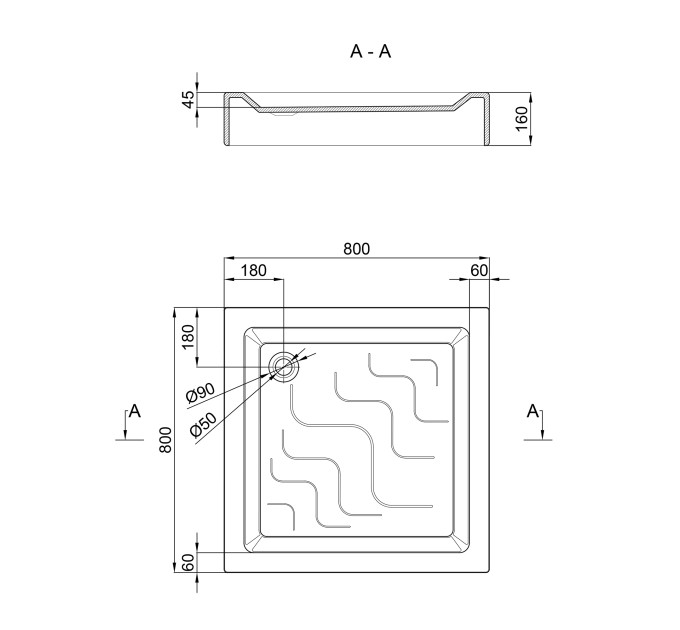 Душовий піддон Lidz Mazur ST80x80x16