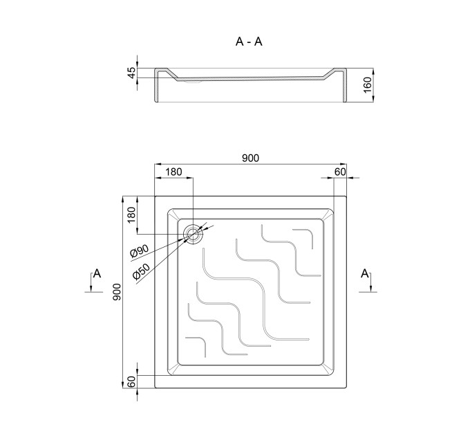 Душовий піддон Lidz Mazur ST90x90x16