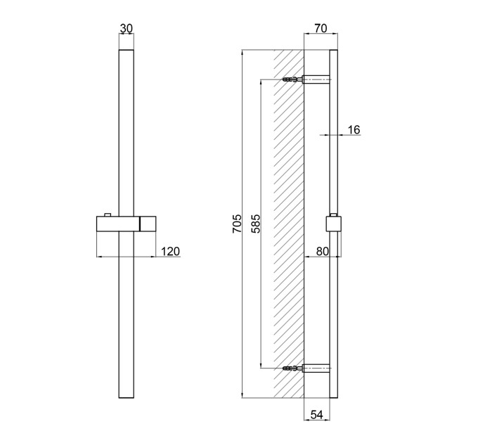 Душова стійка з тримачем універсальна Qtap Lepit 705 мм прямокутна QTLEP82103NB Black Matt