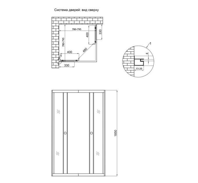 Душова кабіна Lidz Wawel SC80x80.SAT.LOW.FR, скло Frost 4 мм без піддона