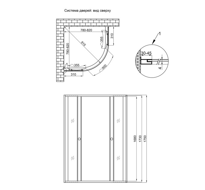 Душова кабіна Lidz Wieza SC80x80.SAT.MID.L, скло Linie 4 мм без піддона