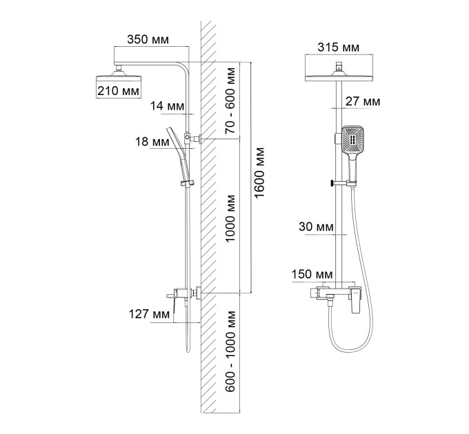 Душова система Qtap Gemini 51103KNC