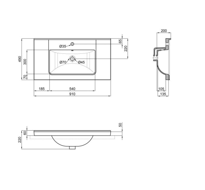 Раковина Qtap Albatross Q 900х480х230 White QT01115090QW1