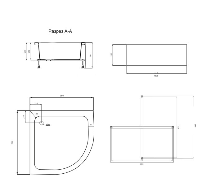 Душовий піддон Lidz KAPIELKA ST90x90x26