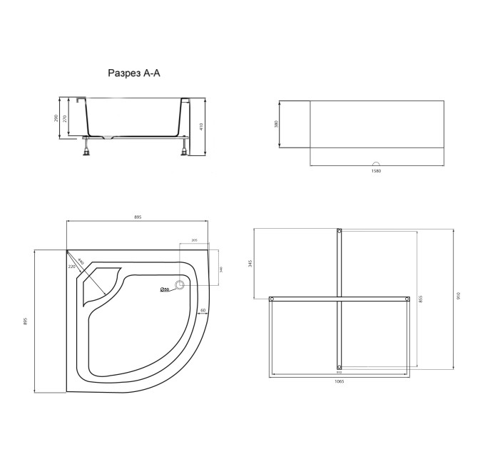 Душовий піддон Lidz KAPIELKA ST90x90x41