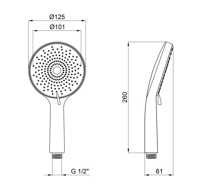 Qtap Rucni Лійка для ручного душу 120 мм округла QTRUCA120R3GRP Graphite