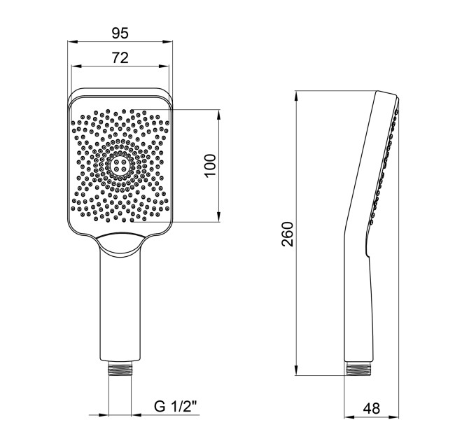 Qtap Rucni Лійка для ручного душу 145x90 мм прямокутна QTRUCA145S1GRP Graphite