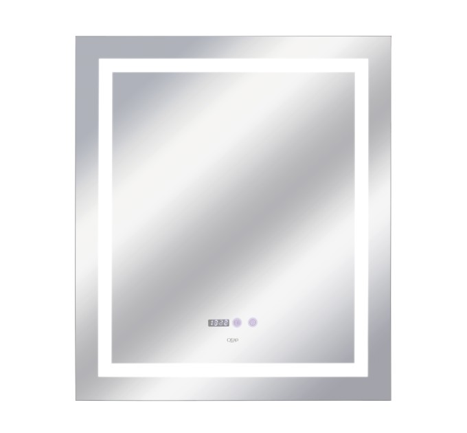 Дзеркало Qtap Mideya 700х800 з LED-підсвічуванням Touch, з антизапотіванням, з годинником, димером, рег. яскравості QT2078DCF7080W