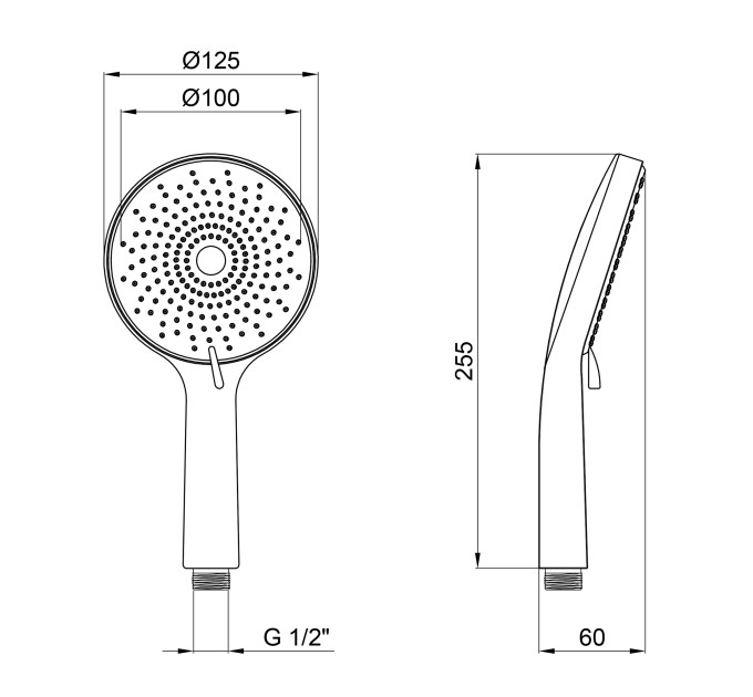 Лійка для ручного душу Qtap Rucni 120 мм округла QTRUC125BLM45776 Black Matt