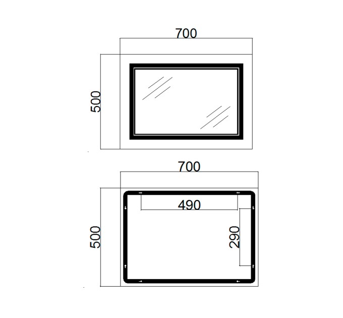 Дзеркало Qtap Cardinal 500х700 з LED-підсвічуванням Touch, з антизапотіванням, з димером, рег. темп. кольору (3000-6500K) Reverse QT0478C5070