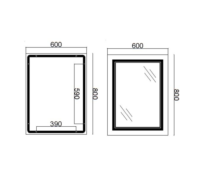 Дзеркало Qtap Cardinal 600х800 з LED-підсвічуванням Touch, з антизапотіванням, з димером, рег. темп. кольору (3000-6500K) Reverse QT0478C6080