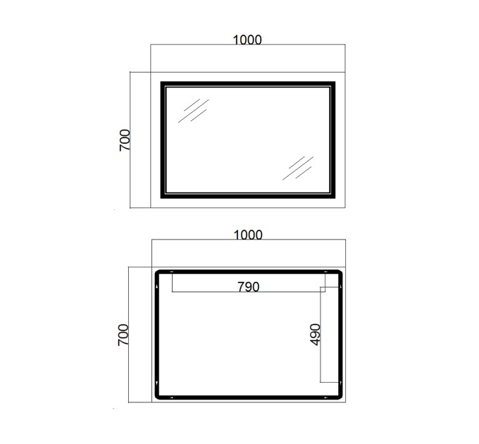 Дзеркало Qtap Cardinal 1000х700 з LED-підсвічуванням Touch, з антизапотіванням, з димером, рег. темп. кольору (3000-6500K) QT0478C10070