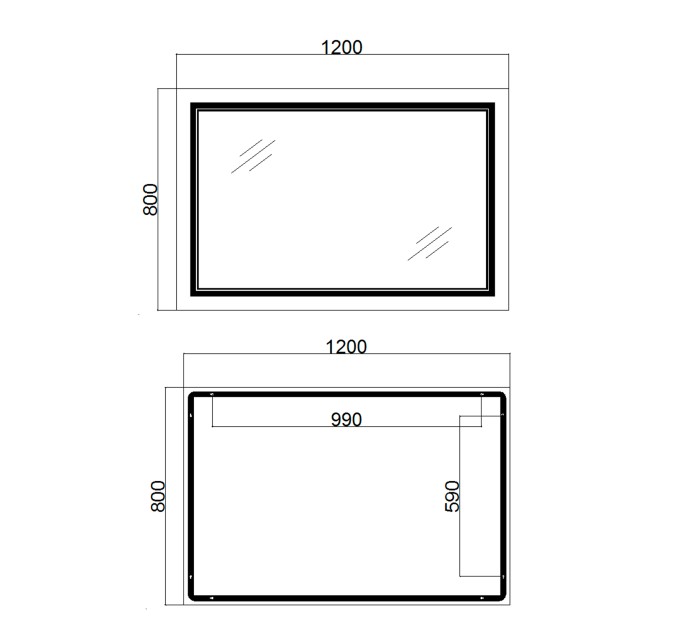 Дзеркало Qtap Cardinal 1200х800 з LED-підсвічуванням Touch, з антизапотіванням, з димером, рег. темп. кольору (3000-6500K) QT0478C12080