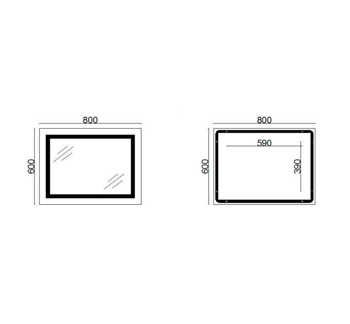 Дзеркало Lidz Kubis 600х800 з LED-підсвічуванням Touch, з антизапотіванням, з димером, рег. яскравості Reverse LD78LF9048060