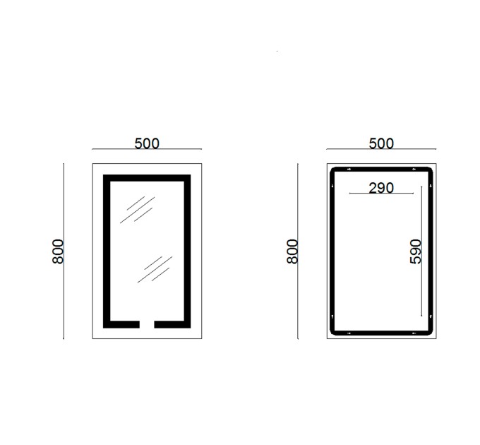 Дзеркало Lidz Kubis 800х500 з LED-підсвічуванням Touch, з антизапотіванням, з димером, рег. яскравості LD78LF9365080