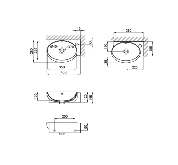 Раковина Qtap Leo 430x290x140 White QT11115011RWN