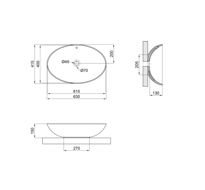 Раковина-чаша Qtap Dove 625х415х150 White QT06113077WN