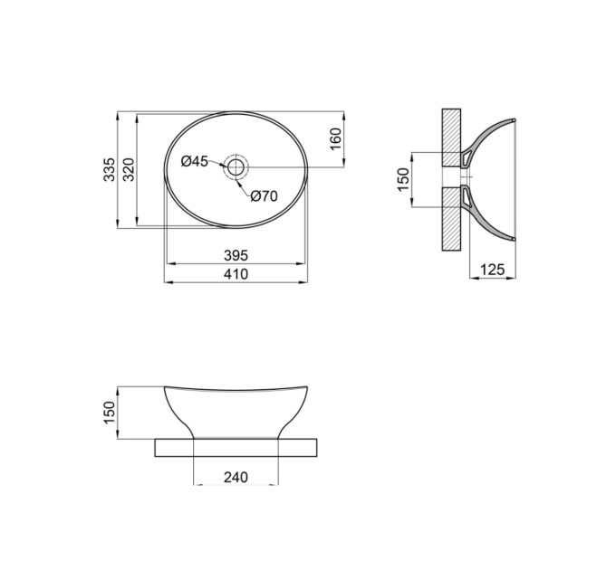 Раковина-чаша Qtap Dove 410x335x145 White QT06113078WN