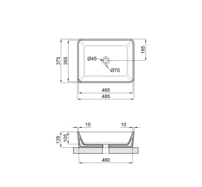 Раковина-чаша Qtap Tern 475х370х140 White QT17112074WN