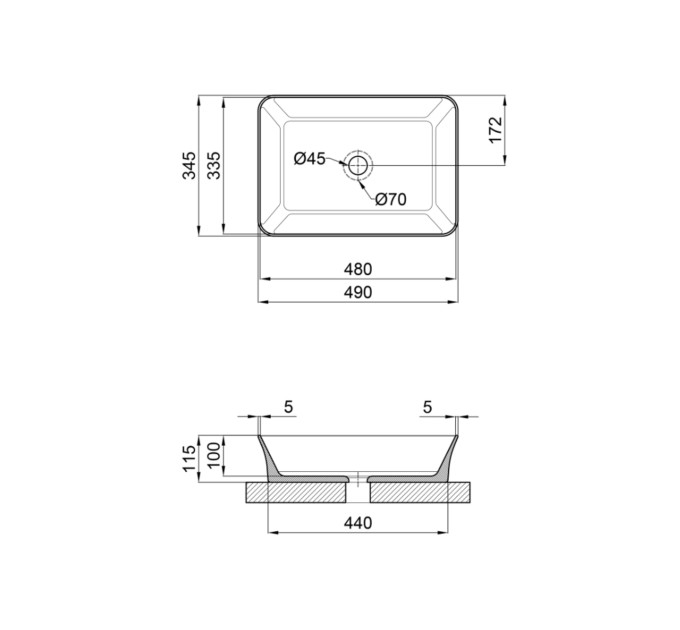 Раковина-чаша Qtap Virgo 490х350х110 White QT18112261WN