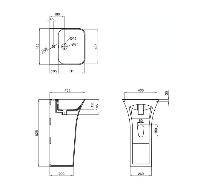 Раковина для підлоги моноблок Qtap Crow 450x435x835 White QT0511G315WN