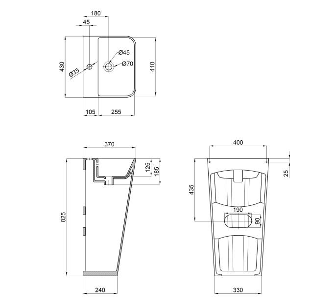 Раковина для підлоги моноблок Qtap Tern 440х380х830mm White QT1711G302WN