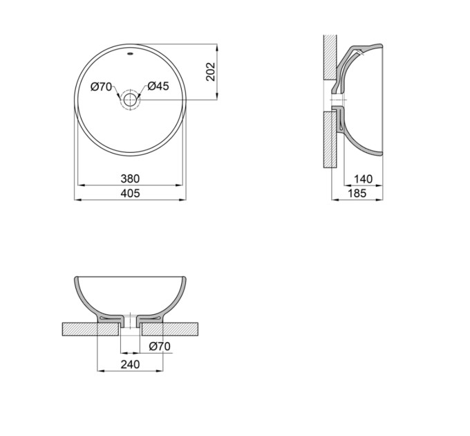 Раковина-чаша Qtap Robin 410х410х180 White QT1311A004WN