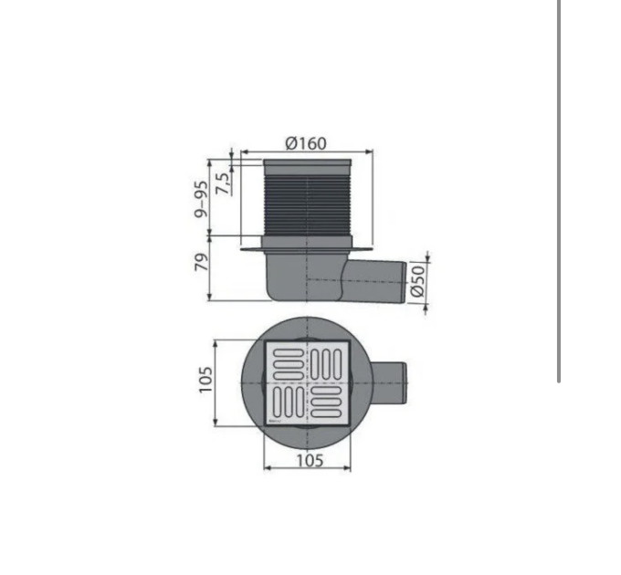 Душовий трап ALCA PLAST 105x105/50 мм APV31